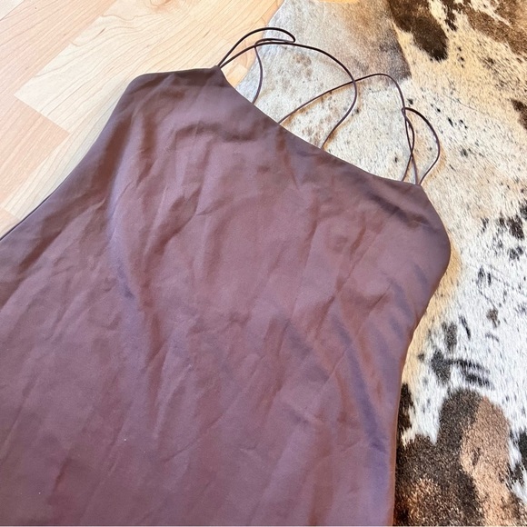 BABATON ARITZIA Brown Contour Scoop‎ back Midi Bodycon Dress Size Large - Picture 5 of 11